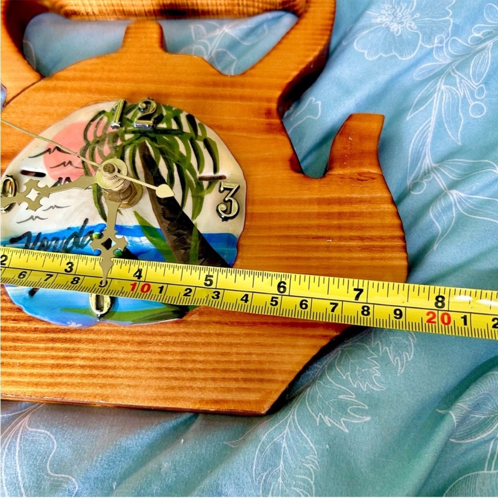 VTG American Florida State Teapot Kettle Shaped Painted Glazed Sand Dollar Clock - Picture 7 of 9